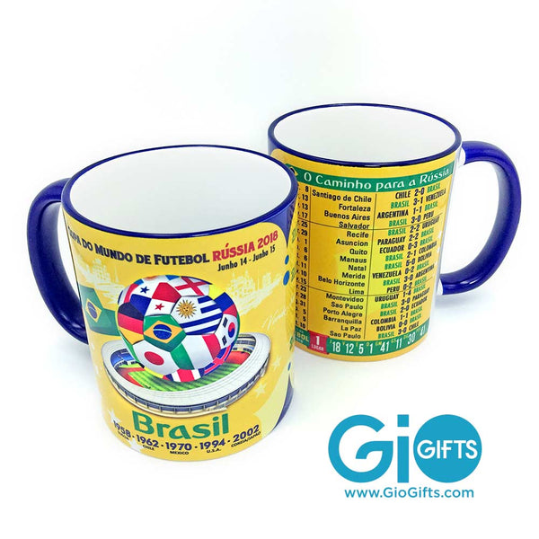 Brasil, Futebol "The Road To Russia 2018" Souvenir Mug - gio-gifts